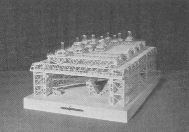 FIG. 14. Model of large test frame — 200 by 100 by 55 ft. internal dimensions.