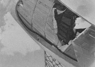 FIG. G. Details of the damage to the fuselage forward section caused by the pressure test.