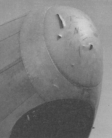 FIG. H. Details of the damage to the fuselage forward section caused by the pressure test.